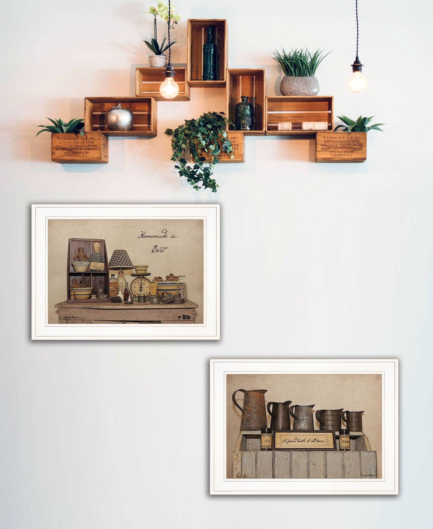 Set Of Two Homemade is Best 1 White Framed Print Kitchen Wall Art