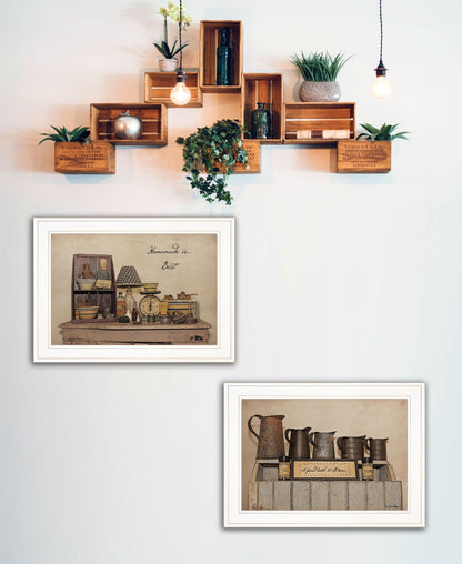 Set Of Two Homemade is Best 1 White Framed Print Kitchen Wall Art