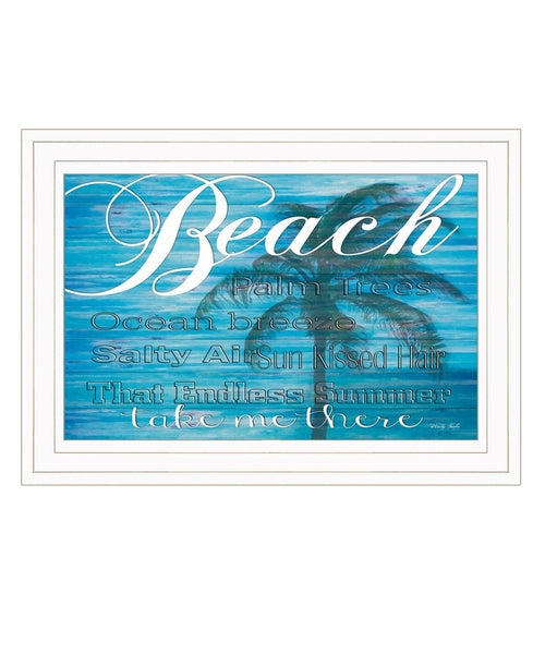 Take Me There Beach White Framed Print Wall Art | Home Decor | Kitchen + Metal