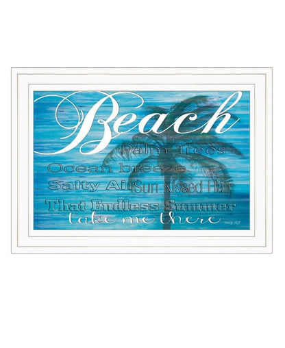 Take Me There Beach White Framed Print Wall Art | Home Decor | Kitchen + Metal
