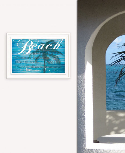 Take Me There Beach White Framed Print Wall Art | Home Decor | Kitchen + Metal