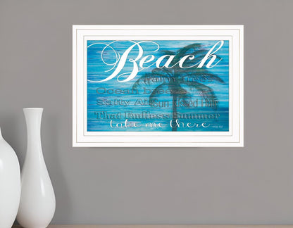 Take Me There Beach White Framed Print Wall Art | Home Decor | Kitchen + Metal