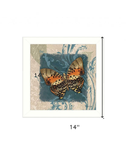 Butterfly artwork on a decorative background with dimensions indicated