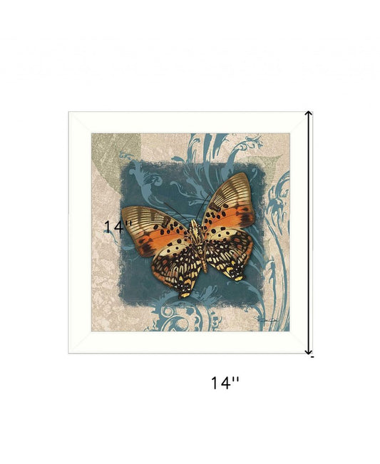 Butterfly artwork on a decorative background with dimensions indicated