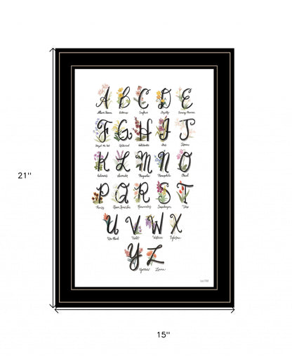 Flower Alphabet 2 Black Framed Print Wall Art