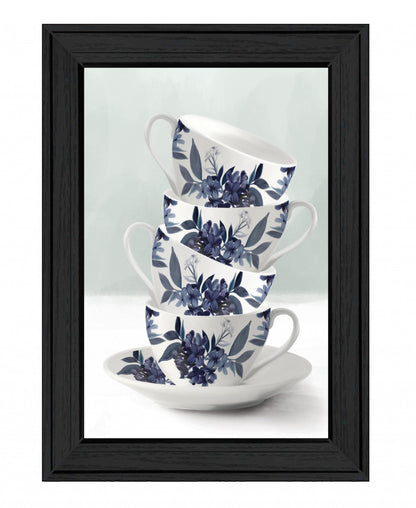 Tea Tower Blue 2 Black Framed Print Kitchen Wall Art