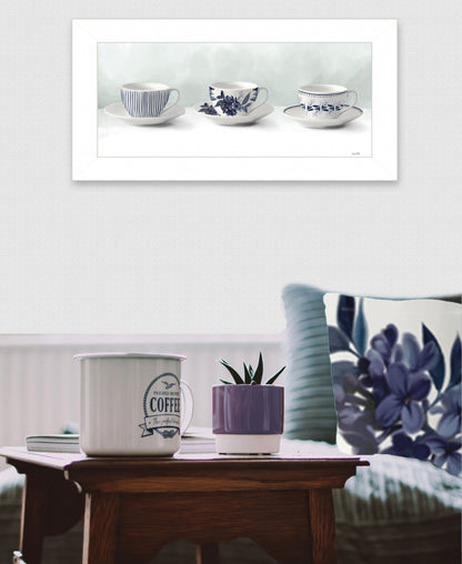 Cups and Saucers 1 White Framed Print Wall Art