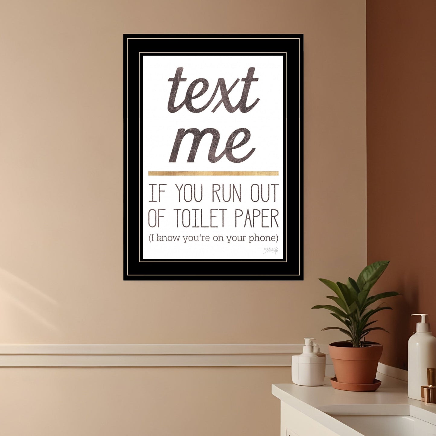 Text Me if You Run Out of Toilet Paper 2 White Framed Print Wall Art