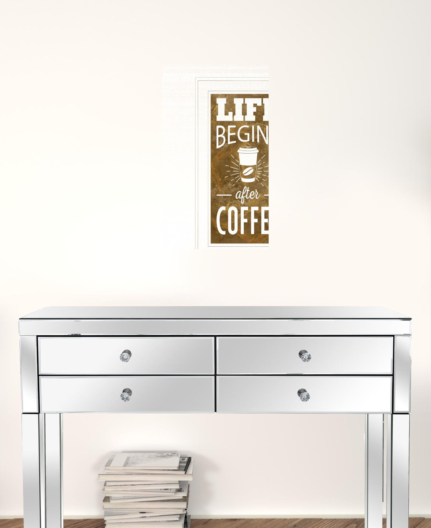 Life Begins after Coffee 2 White Framed Print Wall Art