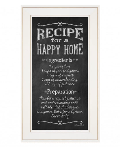 Recipe for a Happy Home 1 White Framed Print Wall Art