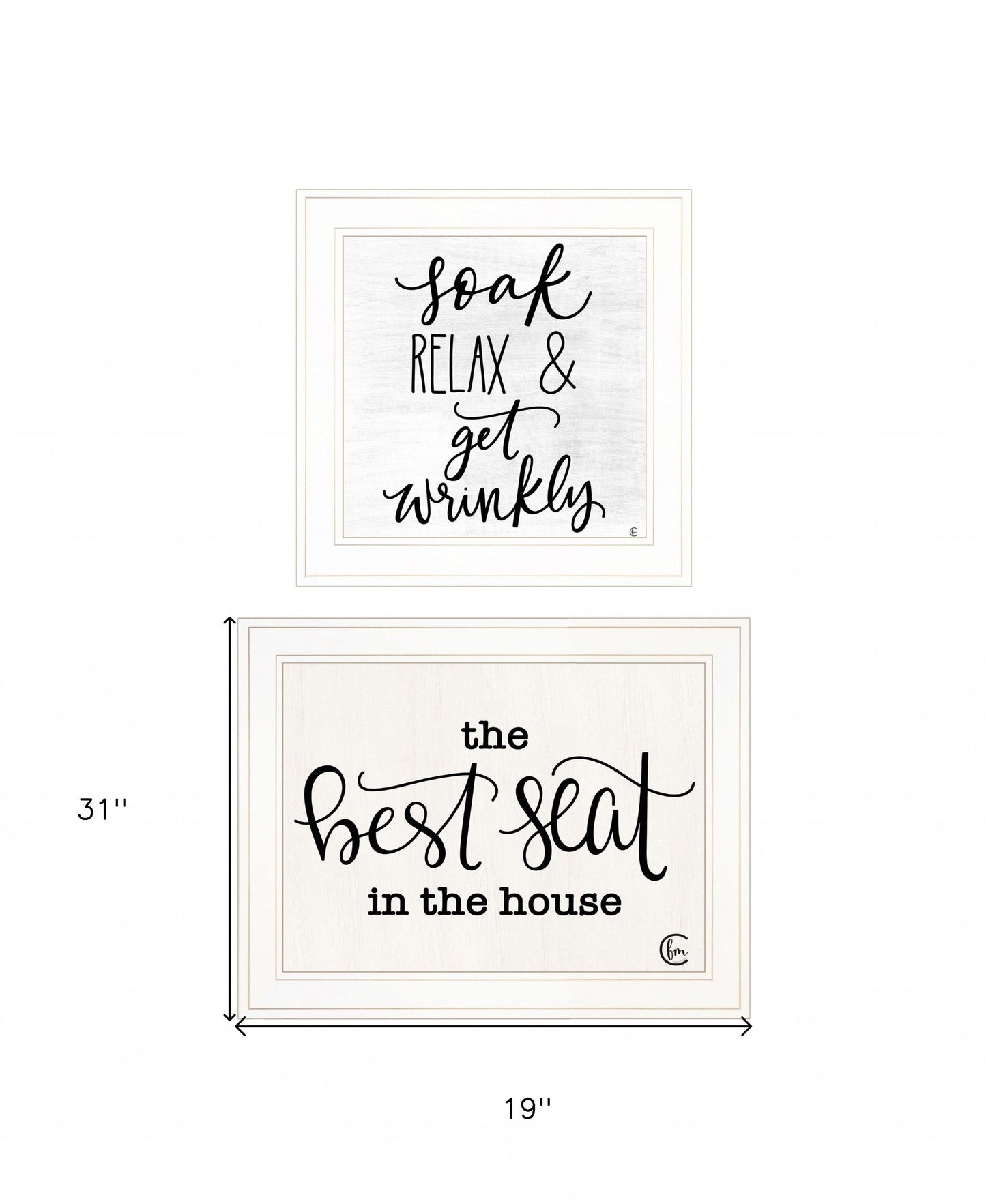 Set Of Two The Best Seat in the House 1 White Framed Print Bathroom Wall Art