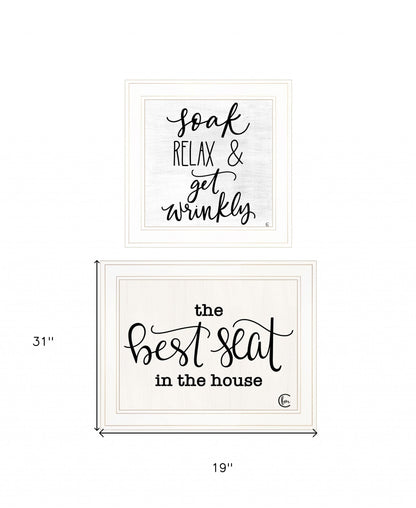 Set Of Two The Best Seat in the House 1 White Framed Print Bathroom Wall Art