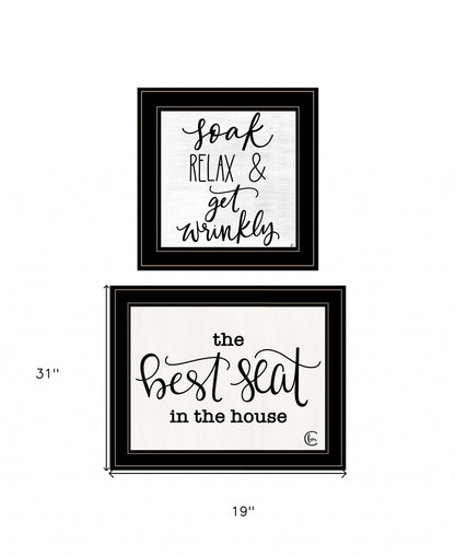 Set Of Two The Best Seat in the House 2 Black Framed Print Bathroom Wall Art
