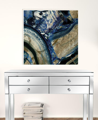 Set Of Three Deep Blue 2 White Framed Print Wall Art