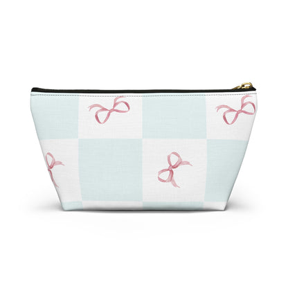 Customizable: Charming Ribbon Accessory Pouch, Makeup Bag, Gift for Her, T-bottom Style, Cute Storage, Birthday Present, Bridesmaid Gift