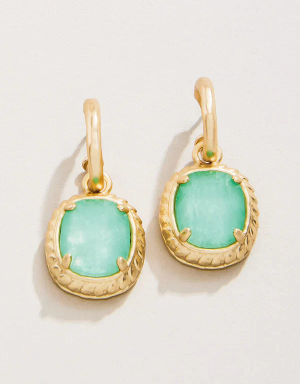 Karina Oval Drop Hoop Earrings Sea Foam