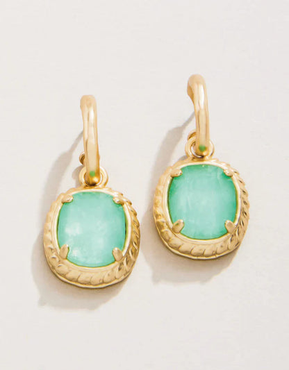 Karina Oval Drop Hoop Earrings Sea Foam