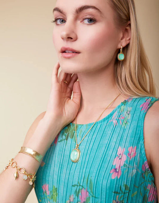 Karina Oval Drop Hoop Earrings Sea Foam