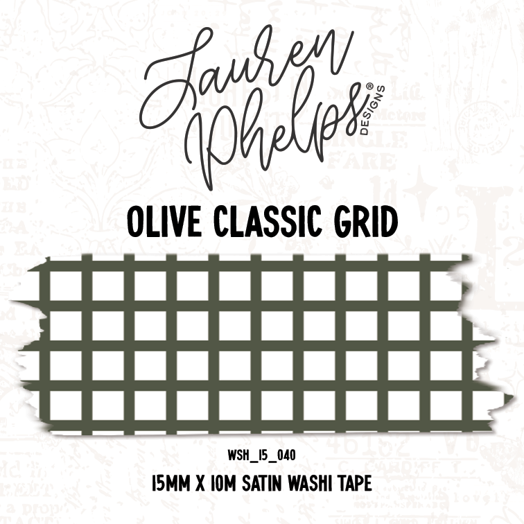 Olive Classic Grid 15mm washi