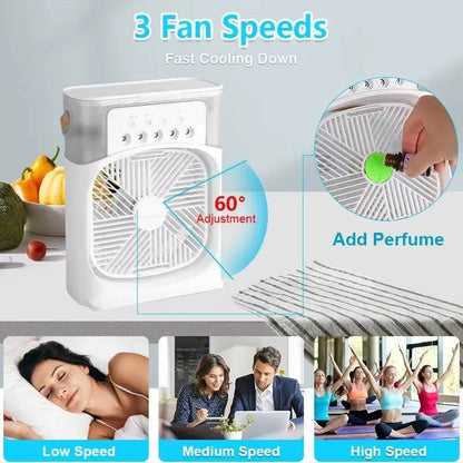 3-in-1 Portable Air Cooler Fan with Humidifier and LED Light