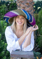 Monica 5" & 7" Wide Brim Stripe Packable Straw Sun Hats