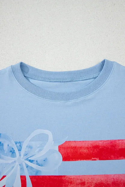 White Flag Bow Graphic Crewneck Tee