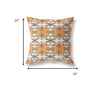18” Orange Blue Patterned Indoor Outdoor Zippered Throw Pillow