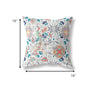 18" White Orange Peacock Indoor Outdoor Zip Throw Pillow