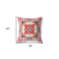 18” Peach Red Geo Tribal Indoor Outdoor Throw Pillow