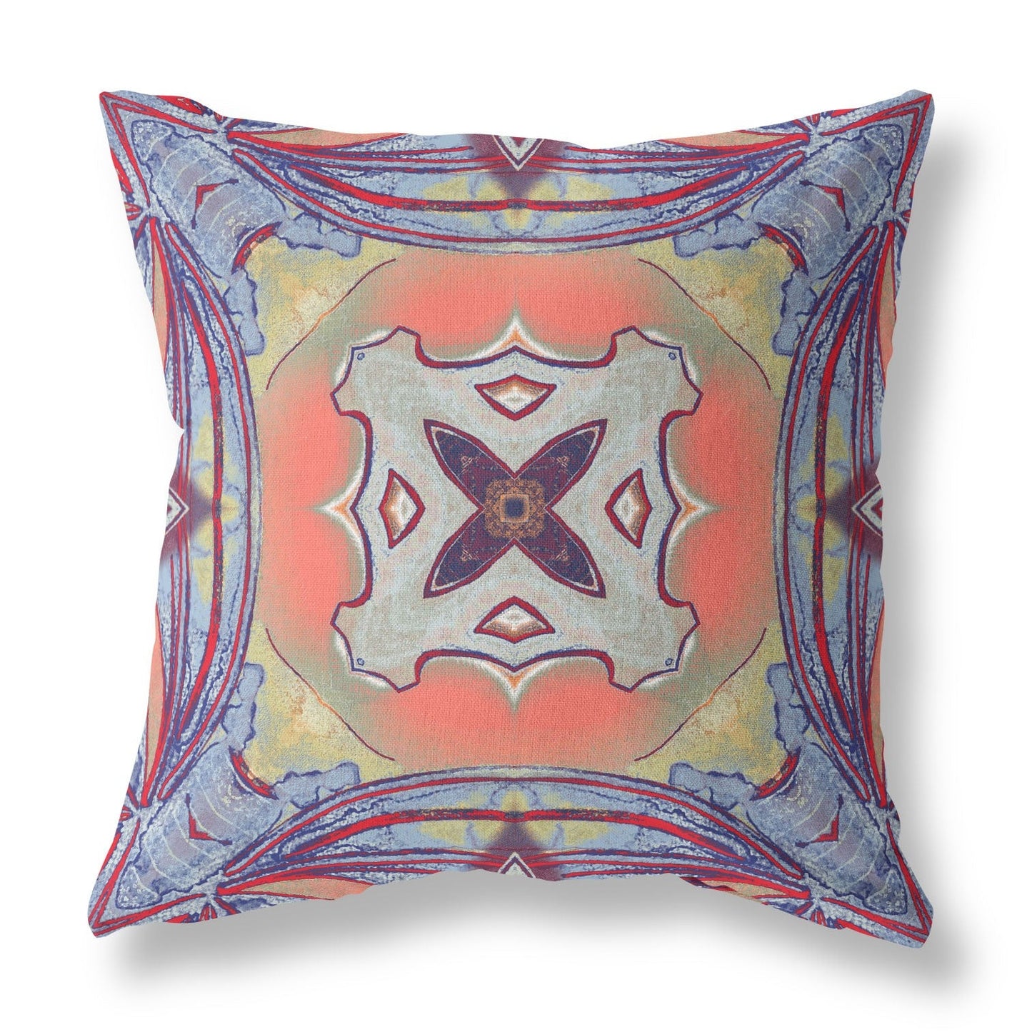 18” Purple Orange Geo Tribal Indoor Outdoor Throw Pillow