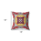 18” Red Yellow Geo Tribal Indoor Outdoor Throw Pillow