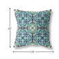 18" Aqua Indigo Cloverleaf Indoor Outdoor Throw Pillow