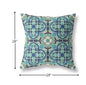 18" Aqua Indigo Cloverleaf Indoor Outdoor Throw Pillow
