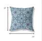 18" Blue Aqua Cloverleaf Indoor Outdoor Throw Pillow