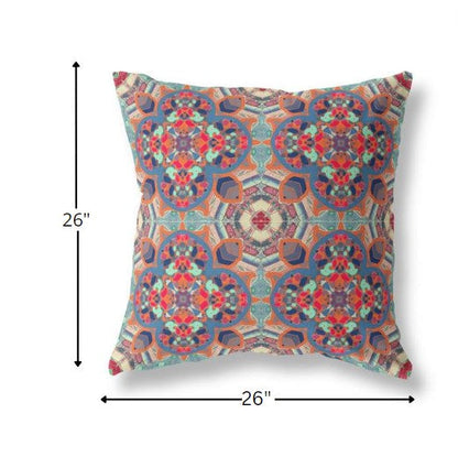 18" Orange Blue Cloverleaf Indoor Outdoor Throw Pillow