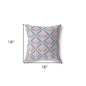 18" X 18" Gray And Blue Blown Seam Geometric Indoor Outdoor Throw Pillow