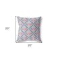 18" X 18" Gray And Blue Blown Seam Geometric Indoor Outdoor Throw Pillow