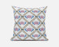16" X 16" White And Gray Blown Seam Geometric Indoor Outdoor Throw Pillow