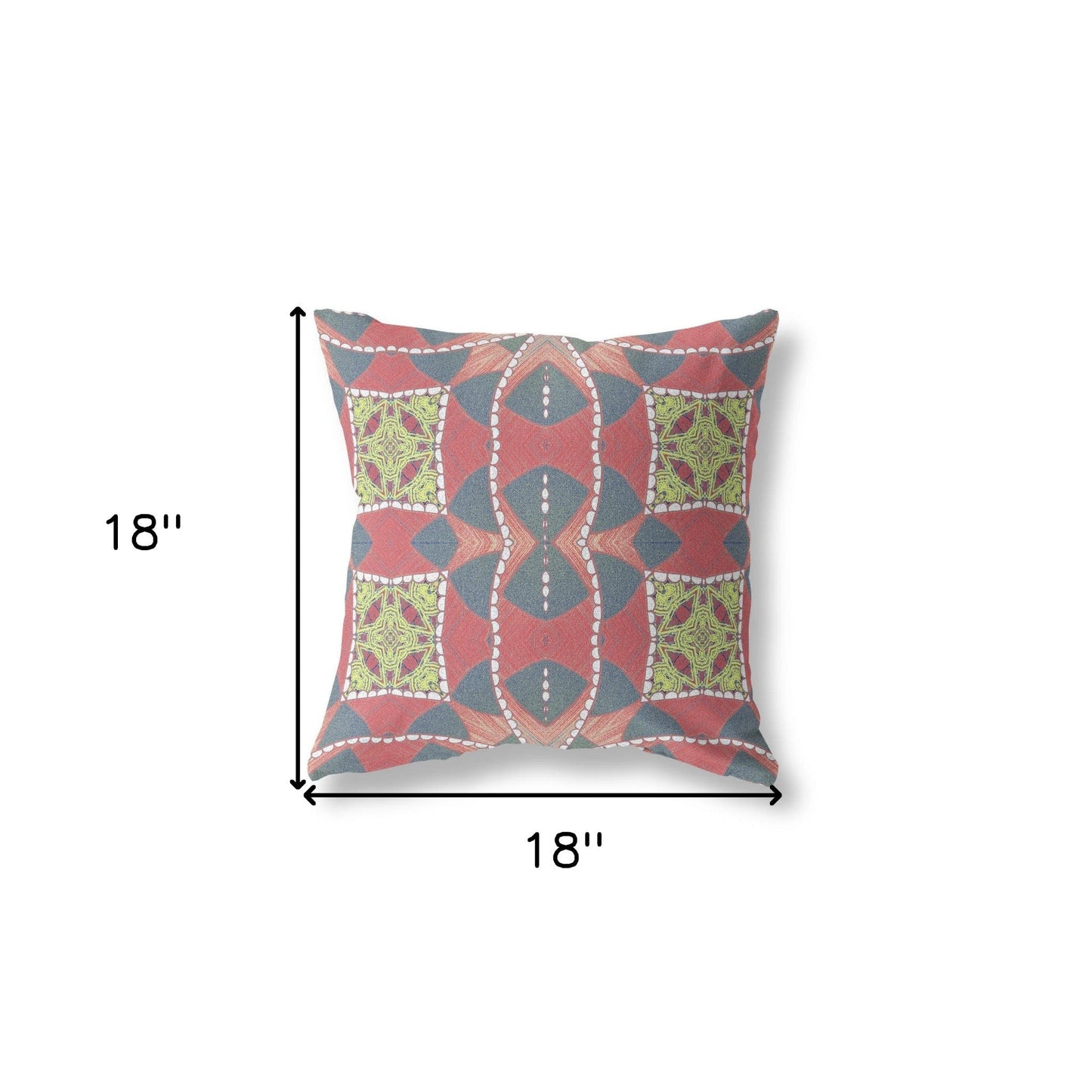 18" Red Gray Cosmic Circle Boho Suede Throw Pillow