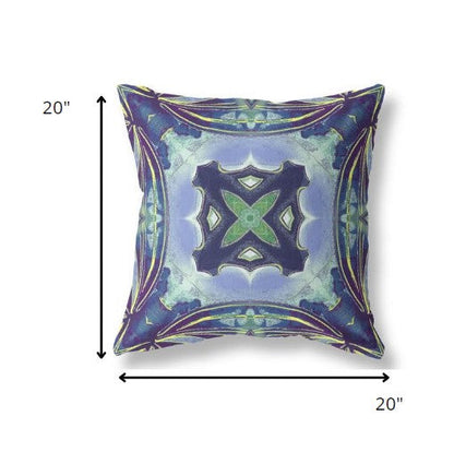 18” Blue Green Geo Tribal Suede Throw Pillow