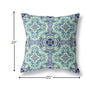 18" Aqua Blue Cloverleaf Boho Suede Throw Pillow