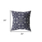 18" Navy Boho Pattern Indoor Outdoor Throw Pillow