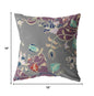 18" Purple Gray Garden Indoor Outdoor Throw Pillow