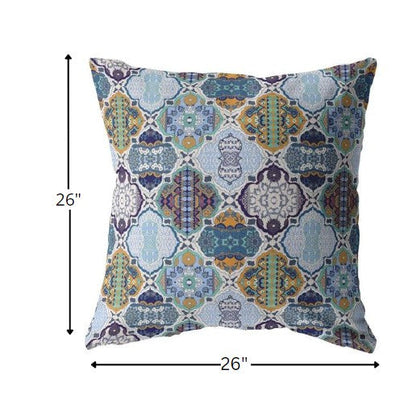 18” Orange Blue Trellis Indoor Outdoor Throw Pillow
