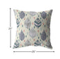 18” Cream Gray Leaves Indoor Outdoor Throw Pillow