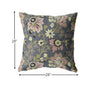 18” Gray Pink Jacobean Indoor Outdoor Throw Pillow