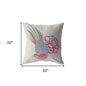 18” Pink White Peacock Indoor Outdoor Throw Pillow