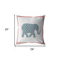 18” Blue Pink Elephant Indoor Outdoor Throw Pillow
