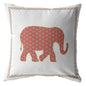 16” Orange White Elephant Indoor Outdoor Throw Pillow