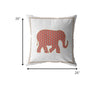 18” Orange White Elephant Indoor Outdoor Throw Pillow